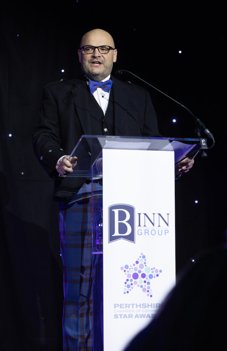 Perthshire Chamber of Commerce Business Star Awards 2024.....Crieff Hydro Hotel
PCoC President Kerr Elliott.
Picture by Graeme Hart.
Copyright Perthshire Picture Agency
Tel: 07990 594431